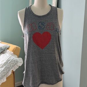 Chaser Gray USA Heart Tank Top